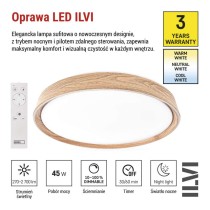 Oprawa LED nawierzchniowa ILVI, okrągła 45 W, regulacja jasności + CCT, drewno