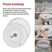 Oprawa LED nawierzchniowa ILVI, okrągła 45 W, regulacja jasności + CCT, drewno