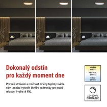 LED přisazené svítidlo ILVI, kruhové 45W, stmívání+CCT, dřevo