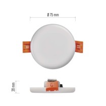LED Panel 75mm, rund, Einbauleuchte weiss, 6W neut. w., IP65