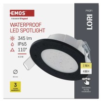 LED reflektor LORI črne barve, okrogel, 4,5W CCT