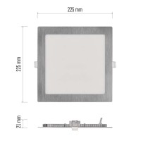 Panel LED wpuszczany NEXXO, kwadrat, srebrny, 18W, CCT