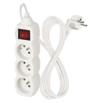 Prodlužovací kabel 2 m / 3 zásuvky / s vypínačem / bílý / PVC / 1 mm2