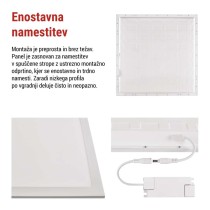 LED panel LUXXO 60 x 60 cm / 32 mm, 22 W, 4 000 lm, vgradni, nevtralno bela, IP21