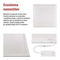 LED panel LUXXO 60 x 60 cm / 32 mm, 22 W, 3 800 lm, vgradni, nevtralno bela, UGR<19, IP21