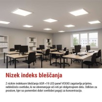 LED panel VEXXO 60 x 60 cm / 37 mm, 33 W, 4 100 lm, nadgradni, nevtralno bela, IP20 UGR