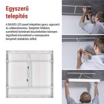 LED panel BAXXO 60 × 60 cm / 50 mm, 36 W, 4320 lm, falon kívüli, semleges fehér, IP21