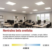 LED panel BAXXO 60 x 60 cm / 50 mm, 36 W, 4 320 lm, nadgradni, nevtralno bela, IP21