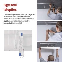 LED panel BAXXO 60 × 60 cm / 50 mm, 36 W, 4320 lm, falonkívüli, sem. fehér, UGR<19, IP21