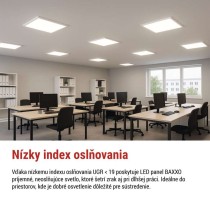 LED panel BAXXO 60 x 60 cm / 50 mm, 36 W, 4 320 lm, prisadený, neutr. biela, UGR<19, IP21