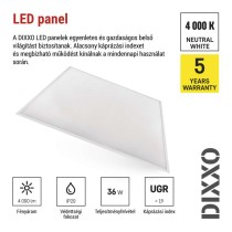 LED panel DIXXO beépíthető 36W 4000lm természetes fehér UGR