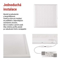 LED panel DIXXO backlit 60×60, čtvercový vestavný bílý, 36W neutr. b. UGR