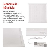 LED panel DIXXO backlit 60×60, štvorcový vstavaný biely, 36W neutrálna b. UGR