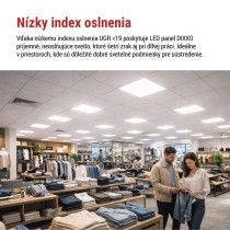 LED panel DIXXO backlit 60×60, štvorcový vstavaný biely, 36W neutrálna b. UGR