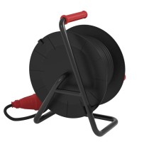 Venkovní prodlužovací kabel na bubnu 25 m / 3 zásuvky / černý / guma / 230V/400V / 1,5 mm2