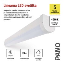 LED linearno svetilo PANO 20W, nevtralno bela