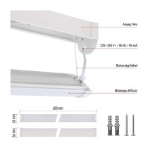 LED lineáris lámpatest PANO 20W, semleges fehér