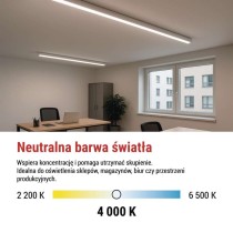 Oprawa liniowa LED PANO 50W, biała neutralna