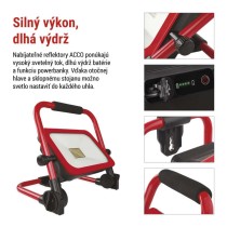 LED reflektor ACCO nabíjací prenosný, 50 W studená biela