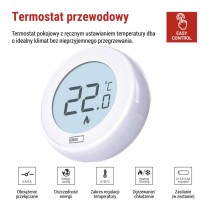 Ręczny termostat pokojowy, przewodowy, P5608