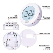 Ręczny termostat pokojowy, przewodowy, P5608