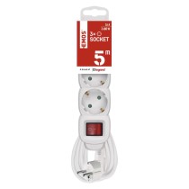 Ilgintuvas 5 m / 3 lizdai / su jungikliu / baltas / PVC / 1,5 mm2 