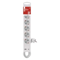 Ilgintuvas 3 m / 5 lizdai / su jungikliu / baltas / 1× USB-A + 1× USB-C / 1,5 mm2 