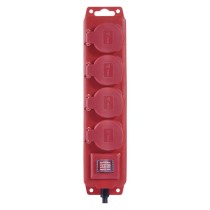 Ilgintuvas 5 m / 4 lizdai / su jung. / juodai raudonas / guma-neoprenas / 1,5 mm2 