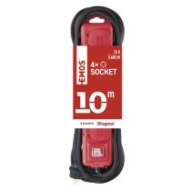 Ilgintuvas 10 m / 4 lizdai / su jung. / juoda-raudona / guma-neoprenas / 1,5 mm2 