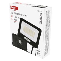 LED reflektor GLARO PIR 50 W, črni, IP54, 5000 lm, nevtralna bela