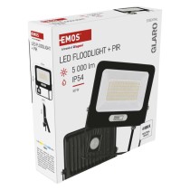 GLARO LED prožektors ar kustības sensoru, 50 W, melns, IP54, 5000 lm, neitrāli balts