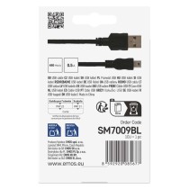Įkrovimo ir duomenų perdavimo kabelis USB-A 2.0 / Mini USB-B 2.0, 2 m, juodas