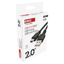 Įkrovimo ir duomenų perdavimo kabelis USB-A 2.0 / Mini USB-B 2.0, 2 m, juodas