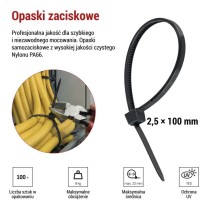 Opaska kablowa 100×2,5, czarna, 100 szt