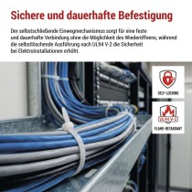 Kabelbinder 250×4,8, weiss, 100 Stk