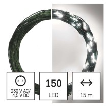 LED Ziemassvētku nano virtene, zaļa, 15 m, liet. ārā un iekšt., auksti balta, ar taimeru