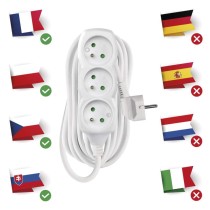 Prodlužovací kabel 7 m / 3 zásuvky / bílý / PVC / 1,5 mm2