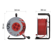 Kábeldob 50 m / 4 aljzat / piros / PVC / 230 V / 1,5 mm2