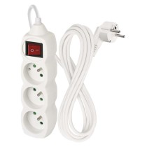 Prodlužovací kabel 3 m / 3 zásuvky / s vypínačem / bílý / PVC / 1,5 mm2