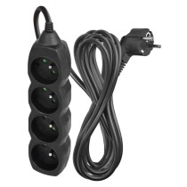 Przedłużacz 5 m / 4 gniazda / czarny / PVC / 1,5 mm2