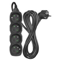Przedłużacz 5 m / 4 gniazda / czarny / PVC / 1,5 mm2