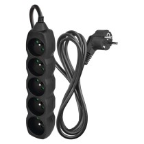 Predlžovací kábel 2 m / 5 zásuviek / čierny / PVC / 1 mm2