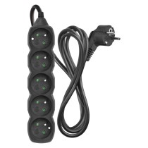Predlžovací kábel 2 m / 5 zásuviek / čierny / PVC / 1 mm2