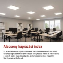 LED panel VEXXO 60 × 60 cm / 37 mm, 33 W, 4100 lm, falon kívüli, semleges fehér, IP20 UGR