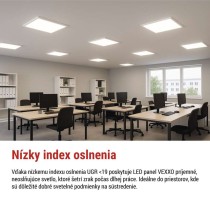 LED panel VEXXO 60 x 60 cm / 37 mm, 33 W, 4 100 lm, prisadený, neutrálna biela, IP20 UGR
