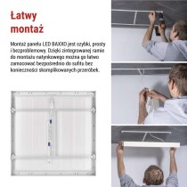 Panel LED BAXXO 60 x 60 cm / 50 mm, 36 W, IP20, neutralna biel
