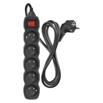 Predlžovací kábel 2 m / 5 zásuviek / s vypínačom / čierny / PVC / 1 mm2