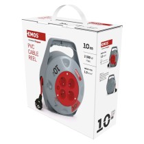 Przedłużacz zwijany 10 m / 4 gniazda / czerwony / PVC / 230 V / 1 mm2