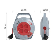 Prodlužovací kabel na bubnu 10 m / 4 zásuvky / červený / PVC / 230 V / 1 mm2