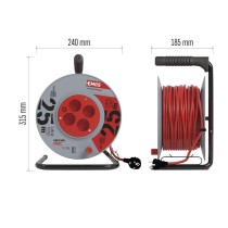 PVC Kabeltrommel – 4 Steckdosen, 25m, 1,5mm2 SCHUKO